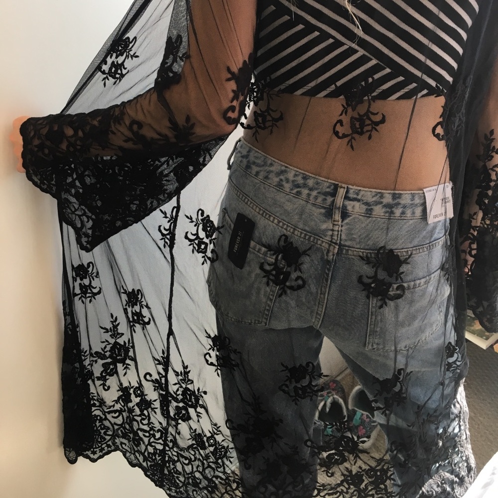 Black lace sheer forever 21 covering